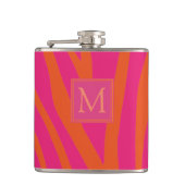 Flasques Monogramme rose et orange Zebra (Devant)