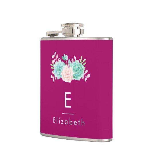 Flasques Monogramme rose et vert (Gauche)