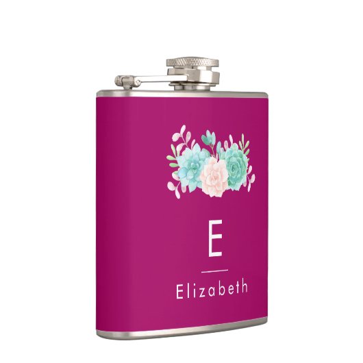 Flasques Monogramme rose et vert (Droite)