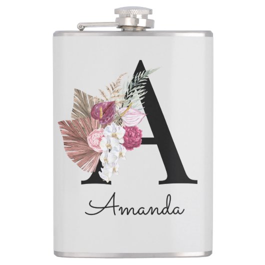 Flasques Monogramme rose floral initial A (Devant)