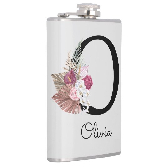 Flasques Monogramme Rose Floral Initiale O (Droite)