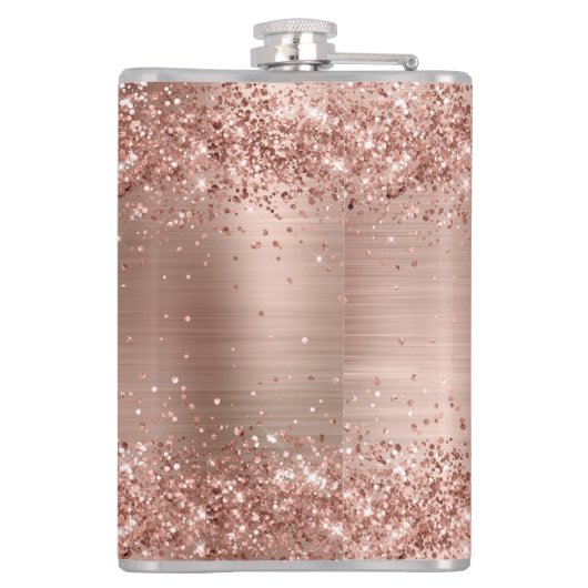 Flasques Monogramme rose Gold Faux Parties scintillant Girl (Dos)