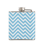 Flasques Monogramme rose magenta avec Chevron bleu-clair (Dos)