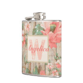 Flasques Monogramme Rustique Rose Floral Grange Bois (Gauche)