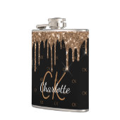 Flasques Monogramme scintillant avec gouttes de pailleur do (Gauche)