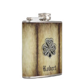 Flasques monogramme shamrock irlandais vintage à la mode (Droite)