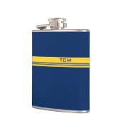 Flasques Monogramme simple en bleu foncé et jaune (Gauche)