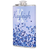 Flasques Monogramme simple en métal brossé bleu et Parties (Gauche)