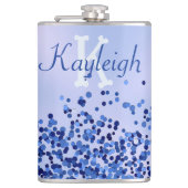 Flasques Monogramme simple en métal brossé bleu et Parties (Devant)