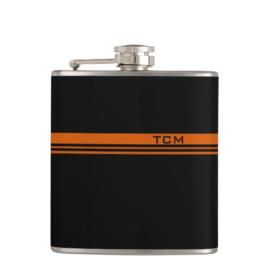 Flasques Monogramme simple en orange et noir (Devant)