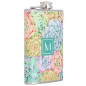 Flasques Monogramme Succulents Aquarelle Pastel coloré (Droite)