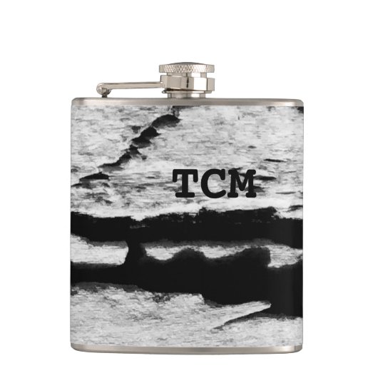 Flasques Monogramme sur bois noir et blanc (Devant)