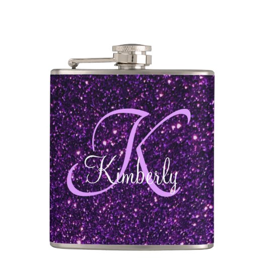 Flasques Monogramme sur la fiole à Parties scintillant viol (Devant)