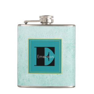 Flasques Monogramme sur texture Vintage de style vert menth