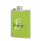 Flasques Monogramme tendance vert citron noir blanc Script (Gauche)