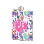 Flasques Monogramme tropical du motif | d'aquarelle (Gauche)