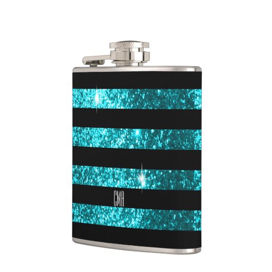 Flasques Monogramme turquoise des rayures | do-it-yourself (Gauche)