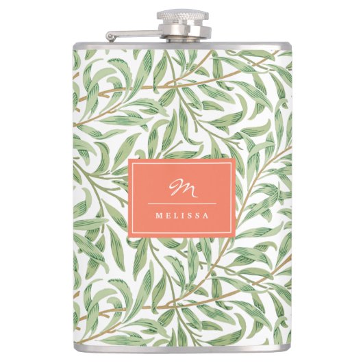 Flasques Monogramme Vert Botanique Motif Vert Orange (Devant)