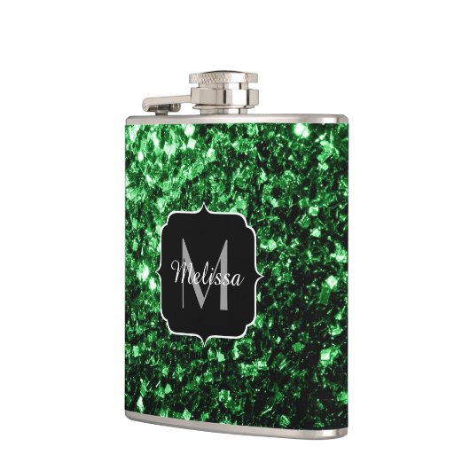 Flasques Monogramme vert foncé faux parties scintillant sci (Gauche)