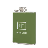 Flasques Monogramme vert olive foncé moderne (Gauche)