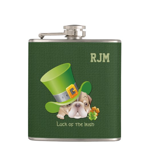Flasques Monogrammes personnalisés Drôle cadeau Bulldog (Devant)