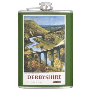 Flasques Monsal Dale, train et viaduc British Rail