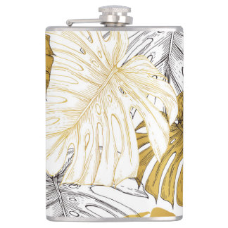 Flasques Monstera Feuilles : Blanc doré