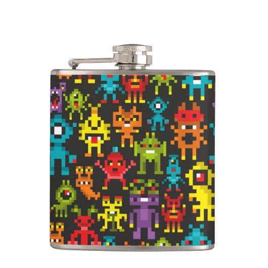 Flasques Monstres Pixel 8 bits (Devant)