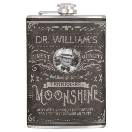 Flasques Moonshine Vintage Médecine Hillbilly Brun Personna (Devant)