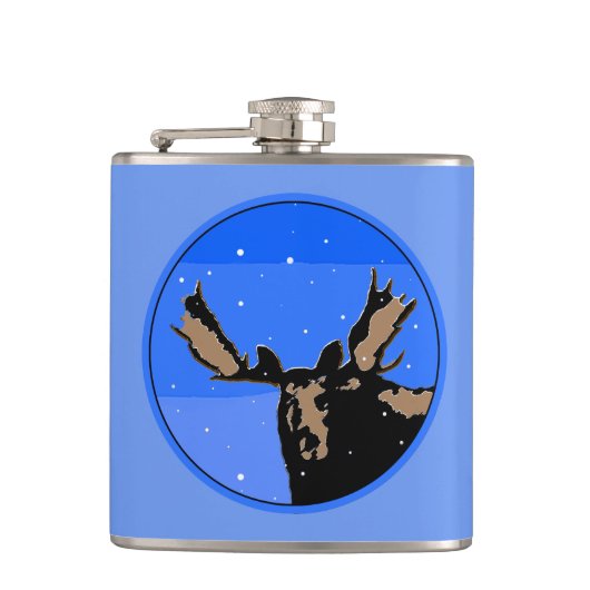 Flasques Moose en hiver - Art original de la faune (Devant)