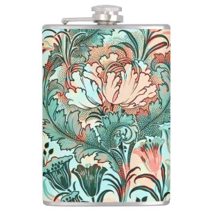 Flasques Morris Inspiré Tulipes, Peonies, Acanthus Green