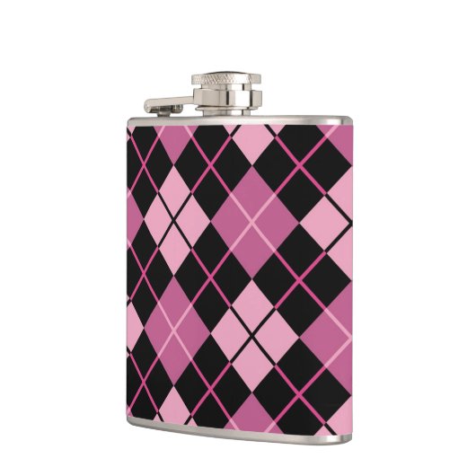 Flasques Motif à motifs de losanges dans le noir et le rose (Gauche)