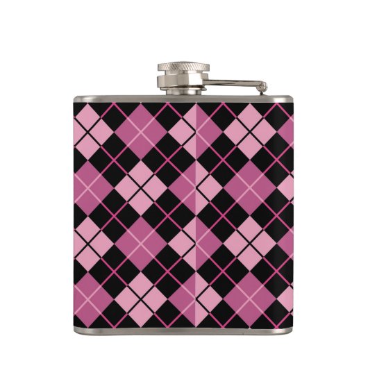 Flasques Motif à motifs de losanges dans le noir et le rose (Dos)