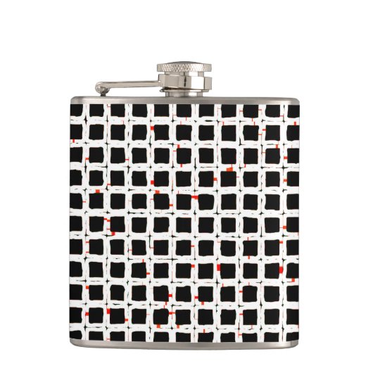 Flasques Motif Abstrait noir blanc rouge (Devant)