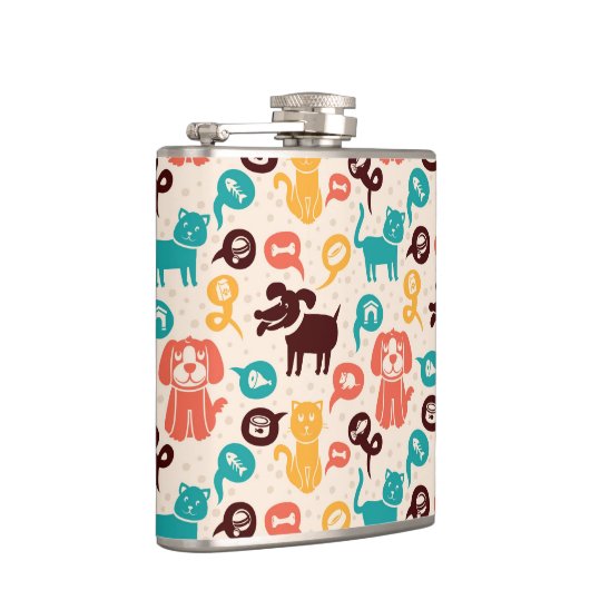 Flasques Motif avec les chats et les chiens drôles (Droite)