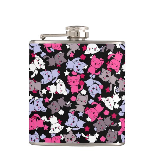 Flasques motif avec les chats mignons 3 de griffonnage de (Devant)