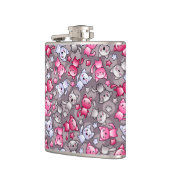 Flasques motif avec les chats mignons de griffonnage de (Gauche)