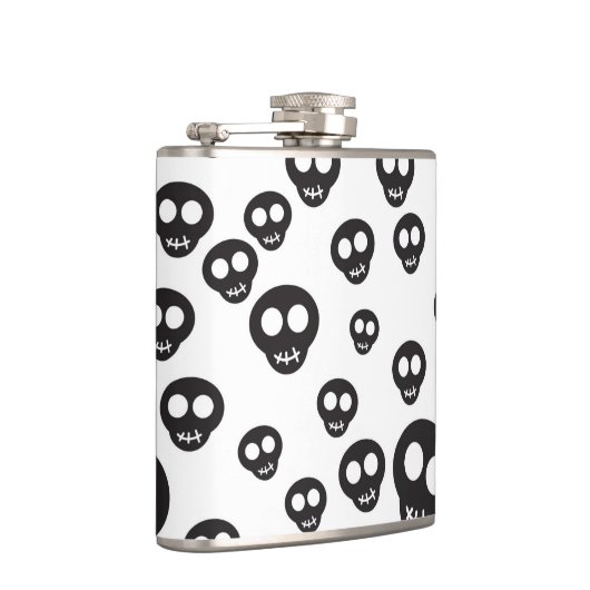Flasques Motif avec les crânes noirs sur le blanc (Droite)