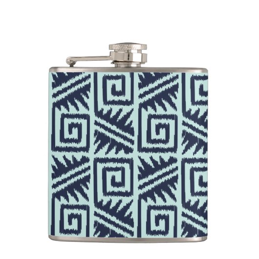 Flasques Motif Aztec Ikat - Indigo et Bleu Clair (Devant)