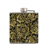 Flasques Motif Black & Shiny Gold Flowers (Dos)