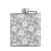 Flasques Motif blanc de dentelle sur l'arrière - plan gris (Dos)