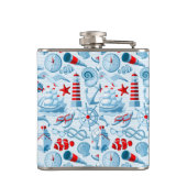 Flasques Motif blanc et bleu rouge nautique (Dos)
