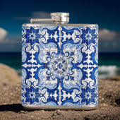 Flasques Motif bleu Azulejo, portugais antique