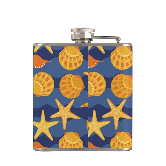 Flasques Motif bleu et orange de coquillage (Dos)