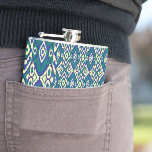 Flasques motif bleu et vert avec un arrière - plan blanc