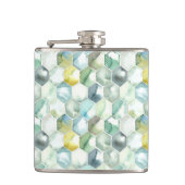 Flasques Motif bleu et vert de Honycomb d'aquarelle (Devant)