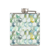 Flasques Motif bleu et vert de Honycomb d'aquarelle (Dos)