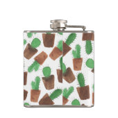 Flasques Motif brun vert à la mode de cactus d'aquarelle (Dos)