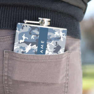Flasques Motif camouflage neige hivernale bleue Personnalis