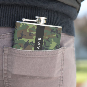Flasques Motif Camouflage Vert, Votre nom, Personnaliser